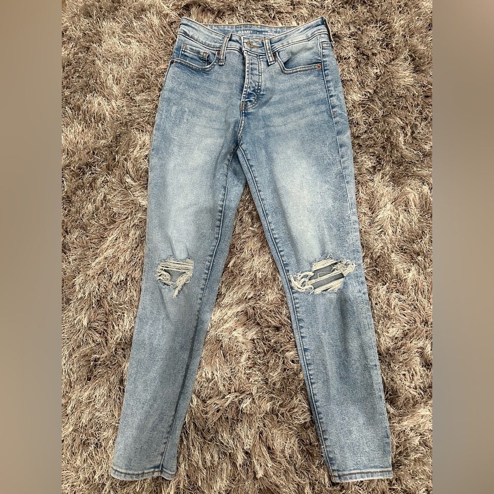 Old Navy Light Washed OG Straight Ripped Jeans